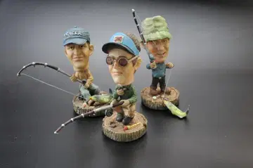 낚시꾼 고개 흔드는 피규어 보빙 헤드 수지제 약 20cm 3개 세트