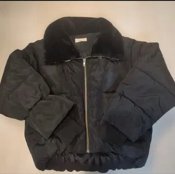 무루아 퍼 카라 부착 블랙 다운 자켓