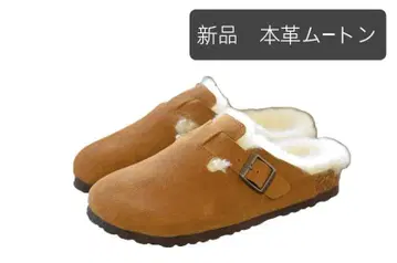 새상품 천연 가죽 무스탕 피모일체 따뜻한 무스탕 뮬 사보 샌들