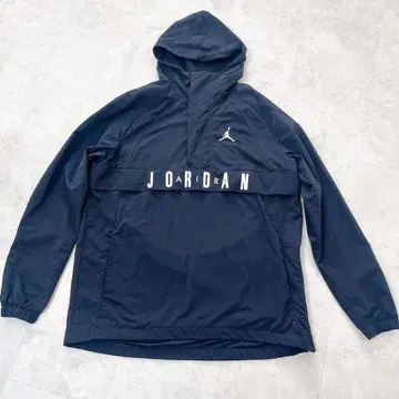 Jordan 후드 부착 나일론 자켓 남성용 블랙 S 하프 지퍼