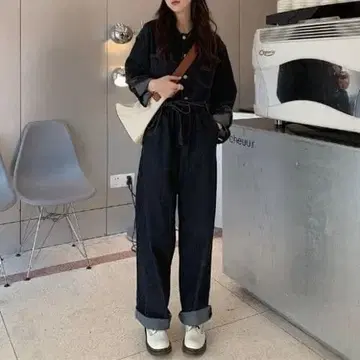 데님 점프수트 루즈 실루엣 올인원 여성용