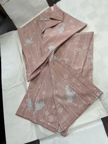 핑크 꽃무늬 동물 패턴 코몬 기모노