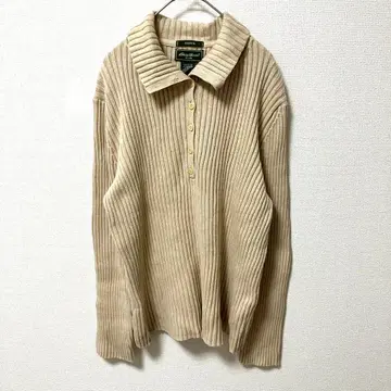 [ 에디 바우어 ] 리브 폴로 니트 하이넥 긴팔 빅 사이즈 면 혼방