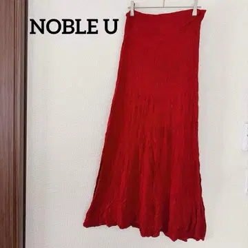 새상품급 NOBLE U 빨간색 플레어 스커트 허리밴딩 롱 스커트