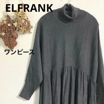 ELFRANK 엘프랭크 터틀넥 니트 플레어 롱 원피스