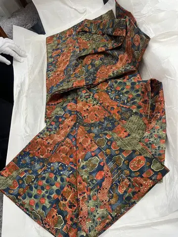 코몬 기모노 실크 다색 꽃무늬