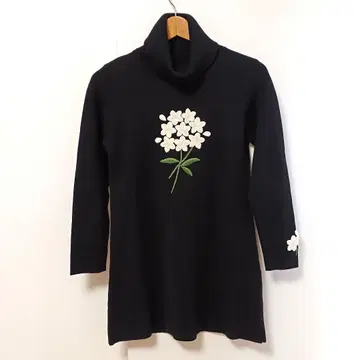 갤러리 비스코티 터틀넥 스웨터 롱 기장 블랙 M