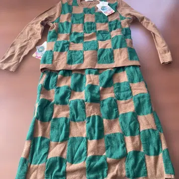 미사용 택 포함 CRAFT HIRO 그린과 브라운 체크 패턴 셋업