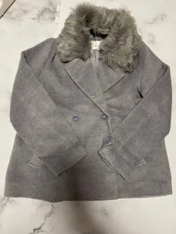 NICE CLAUP 2way 더블 코트 샤기 퍼 그레이 숏