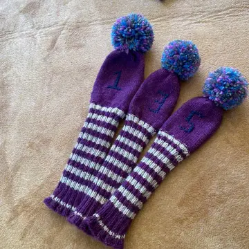 골프 헤드커버 3개 세트 보라색과 화이트