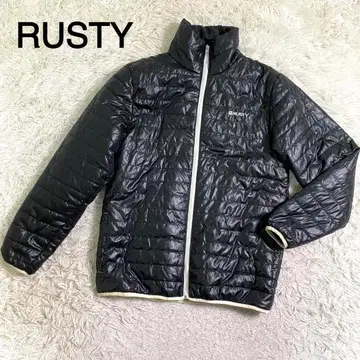 RUSTY 블랙 컬러 로고 자수 충전솜 자켓