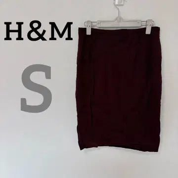 H&M [ S ] 버건디 타이트 스커트 펜슬 스커트 무릎 기장 스커트
