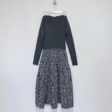 미라오웬 도킹 원피스 벌룬 블랙 꽃무늬 Mila Owen