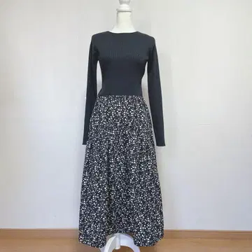 미라오웬 도킹 원피스 벌룬 블랙 꽃무늬 Mila Owen