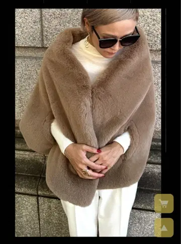 JENNE 베이지 판초 케이프 코트