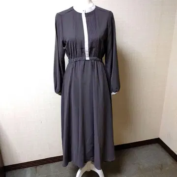 그레이 긴팔 원피스 플리츠