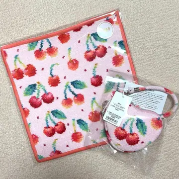 페이러 체리 도트 손수건 & 파우치 세트