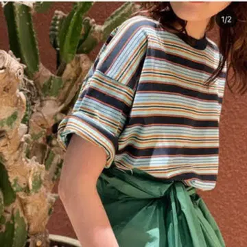 6(ROKU) 멀티 보더 티셔츠 블루