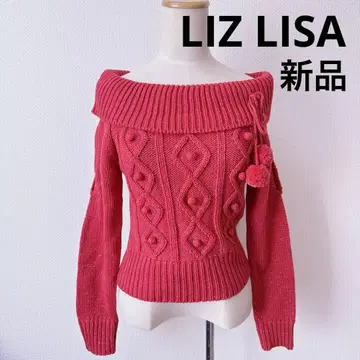 새상품 LIZ LISA 오프숄더 핑크 니트 스웨터 y2k