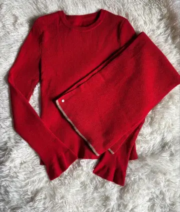 폭시 캐시미어 95% 머플러 니트 시착만 한 상품 40 빨간색