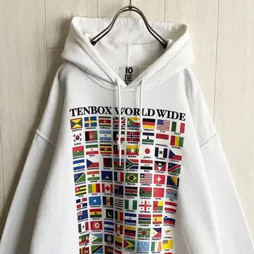 텐박스 TENBOX 맨투맨 풀오버 후드티 화이트 L