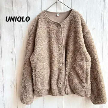 유니클로 보아 플리스 노카라 자켓 [ XXL ] 빅 사이즈 베이지