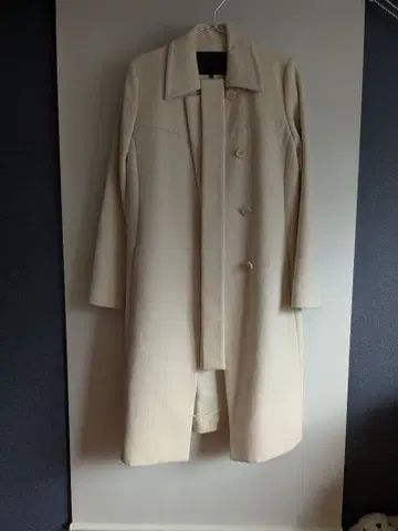 아이보리 롱 코트 울 혼방