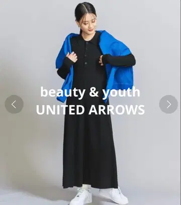 [ beauty&youth ] 울 리브 니트 폴로 플레어 원피스