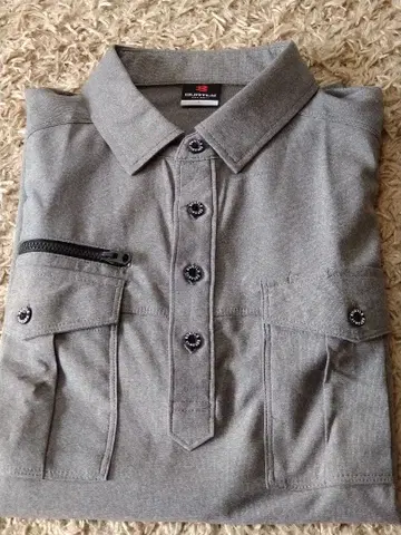 BURTLE 그레이 긴팔 피케 셔츠 포켓 부착