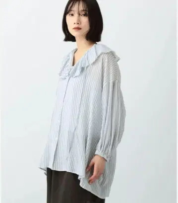 [ 타카야마 미야코 씨 콜라보 ] 코튼 패턴 모듬 프릴 블라우스