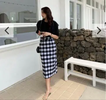 BIRTHDAY BASH 깅엄 체크 패턴 타이트 스커트