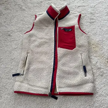 patagonia 플리스 베스트 화이트/레드
