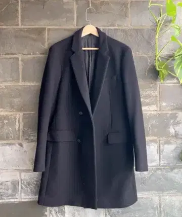 블랙 싱글 브레스 체스터 코트