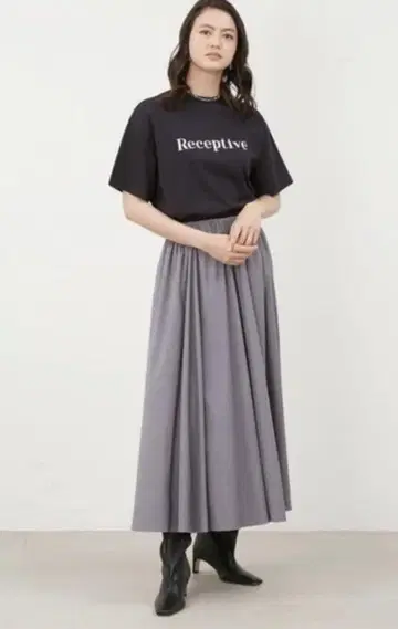 Mila Owen 개더 맥시 스커트 그레이