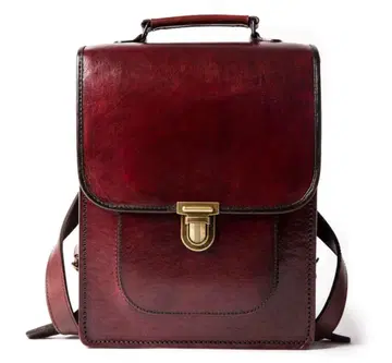 버건디 가죽 백팩