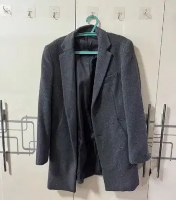 그레이 울 혼방 싱글 브레스 코트