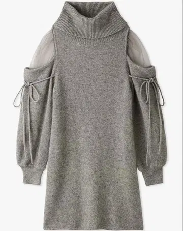 snidel 시스루 숄더 니트 미니 원피스