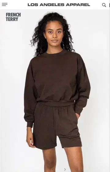 Los Angeles apparel 브라운 숏 맨투맨 S사이즈