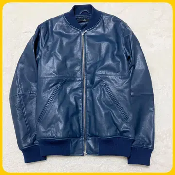 컨디션 최상 B&Y 가죽 자켓 소가죽 파랑 M 라이더 MA-1 싱글