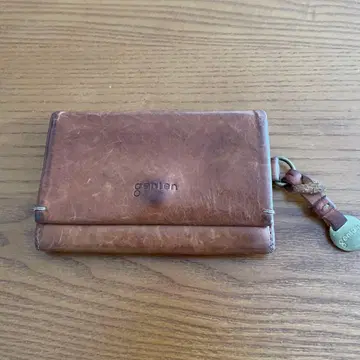 genten 가죽 카드 케이스 브라운