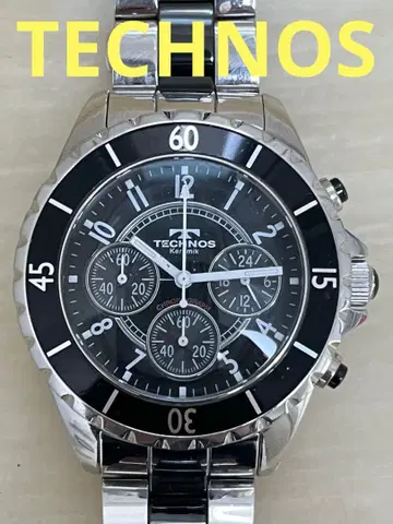 TECHNOS 크로노그래프 손목시계 블랙/실버