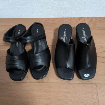 블랙 오픈토 샌들 2켤레 세트