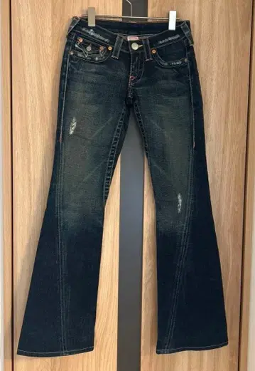 부츠컷 데님 플레어 데님 데미지 가공