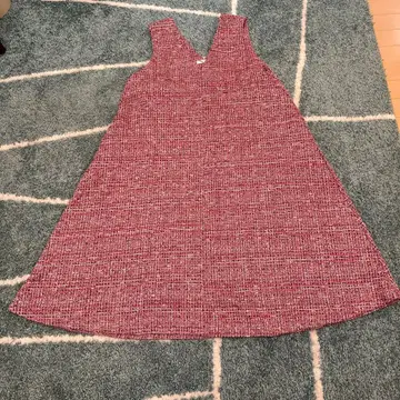 두클라쎄 트위드 자카드 깊은 V넥 점프 스커트