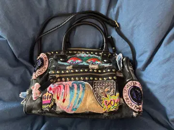 데님 자수 캐주얼 백 보스턴 백