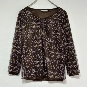 n0739 [엘르 플래닛] 티셔츠 도트 무늬 V넥 스트레치