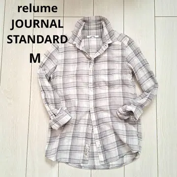 relume JOURNAL STANDARD 긴팔 체크 셔츠 M 면 린넨