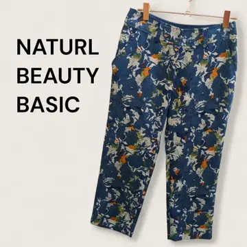 내추럴 뷰티 베이직 스키니 팬츠 여성용 7부 기장 봄/여름 꽃무늬