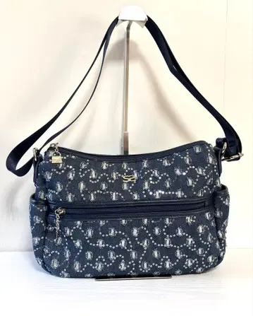 사보이 네이비 비즈 장식 숄더백