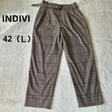 INDIVI 인디비 벨트 하이웨스트 테이퍼드 팬츠 42 L
